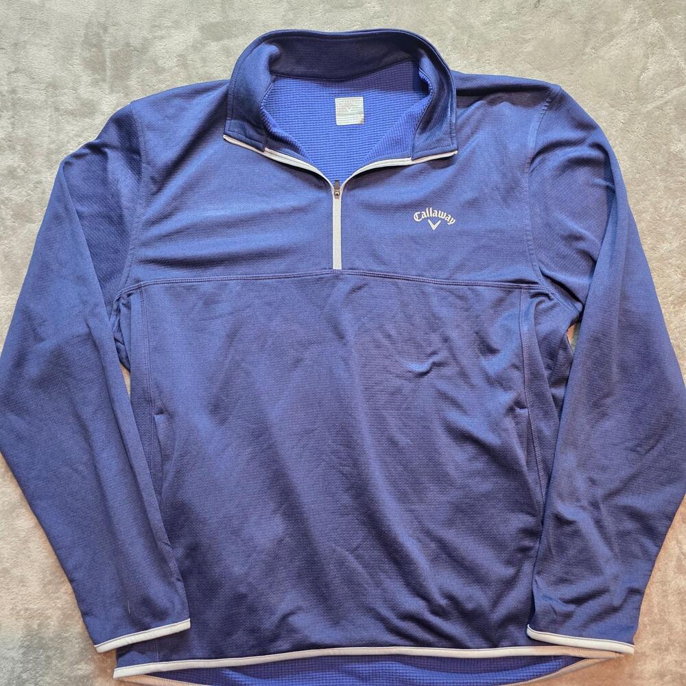 Callaway 1/4 Zip Shirt Mens XL Blue Golf Pullover Long Sleeve Tagless Knit